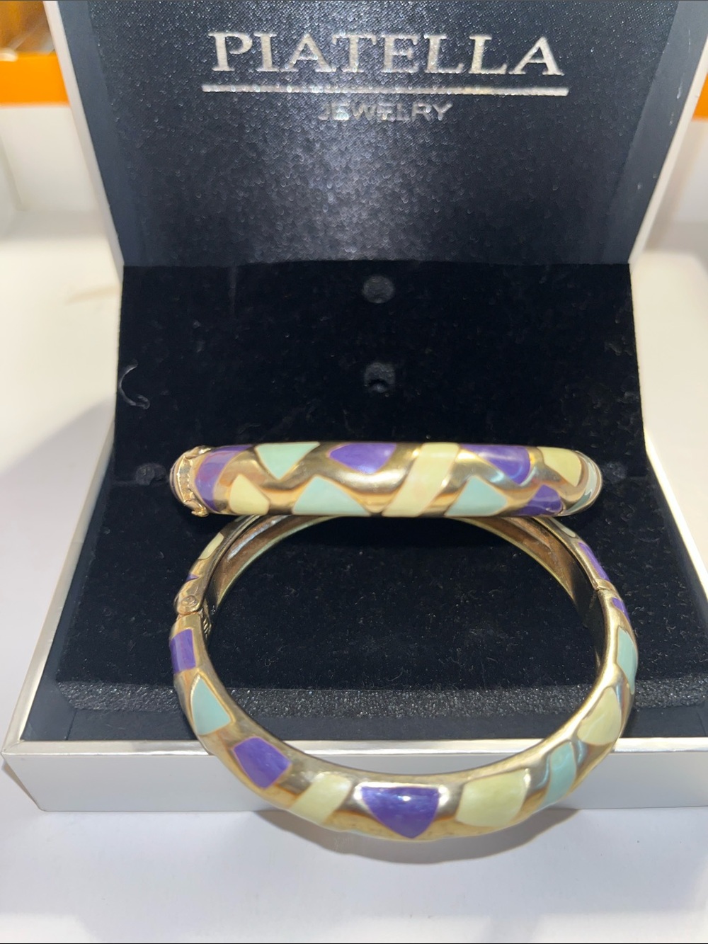 Elegant Gold and Purple Enamel Bracelet Set